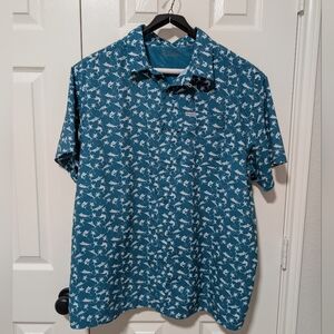 Columbia Teal/White Marlin Short Sleeve PFG Shirt